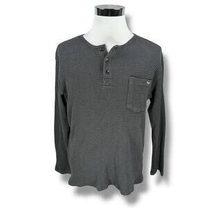 Seager Waffle Knit Thermal Henley Shirt Men’s XL Gray 100% Cotton Long Sleeve